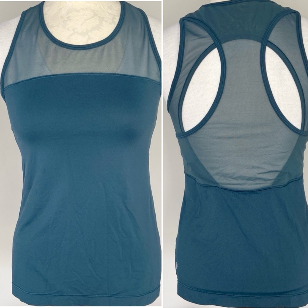 Lululemon Home Stretch Tank in Submarine Double Strap Open Back Mesh